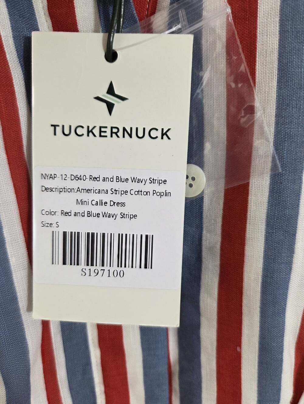 NWT Tuckernuck Mini Callie Dress Americana Wavy Stripe Linen Blend Size Small - Picture 6 of 10